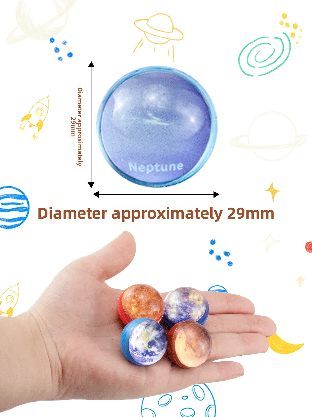 Victor 32nd Solar System Elastic Ball Cross-Border Toray Egg hine Pl Bouncing Starry  Theme Toy for Children