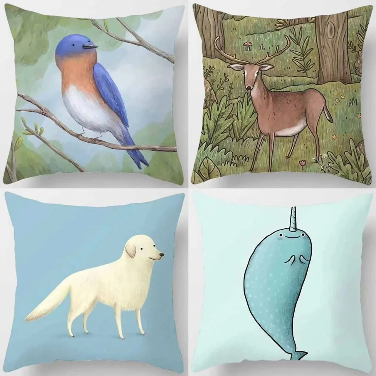 Adorable Animal Patterns Pillow Covers Pattern Cushion Cover Suitable For Sofa Bedroom Car Pillow Cover