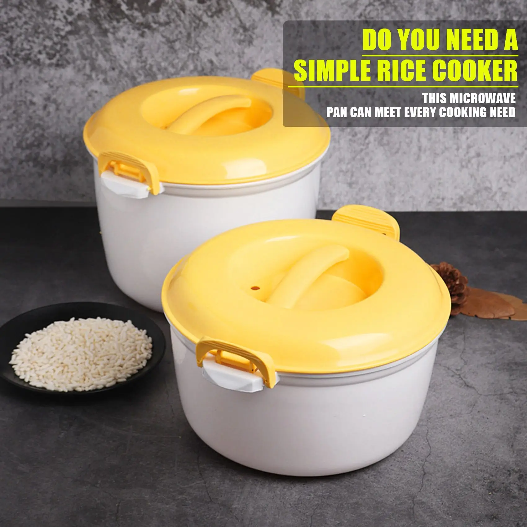 Portable Microwave Oven Rice Cooker Multifunctional Steamer 2000Ml Insulation Lunch Box Steaming Utensils for Microwave
