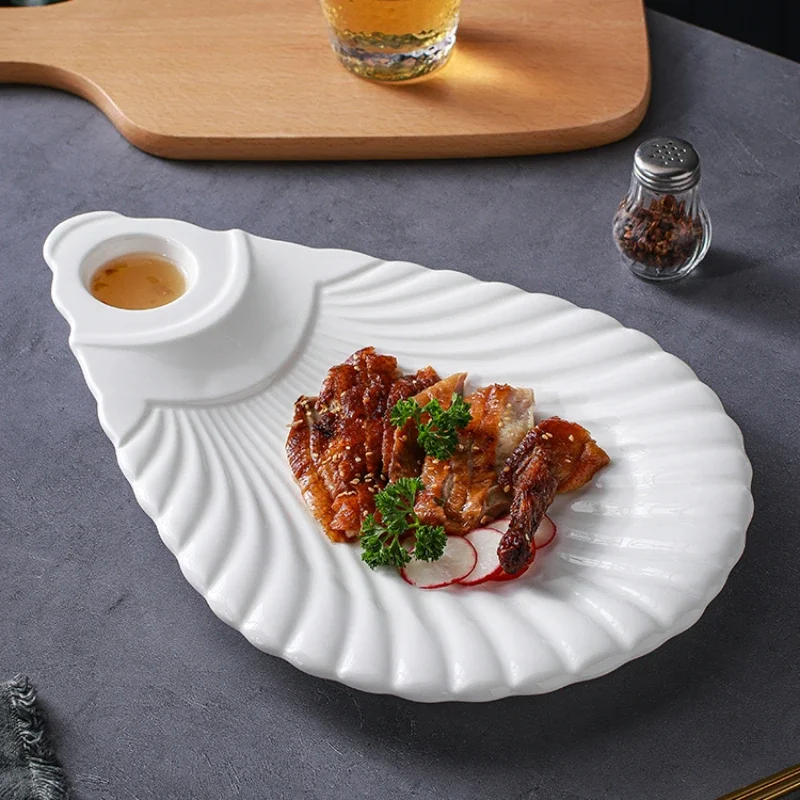 

Eat Shrimp Dumplings Plate with Vinegar Dish Shrimp Plate High-end Hotel Artistic Conception Dish Tableware Special Duck Plate