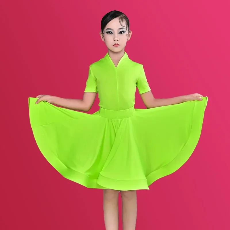 

New Children's Latin Dance Dress Girls' Dance Practice Dress Latin Dance Dress Long Sleeve Competition Split Women's Perfo