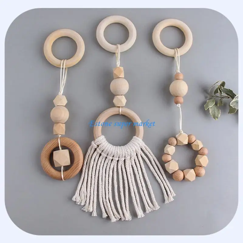 090B 3Pcs/Set Nordic Baby Gym Frame Pendants Wooden Clothes Rack Hanging for Play Toy