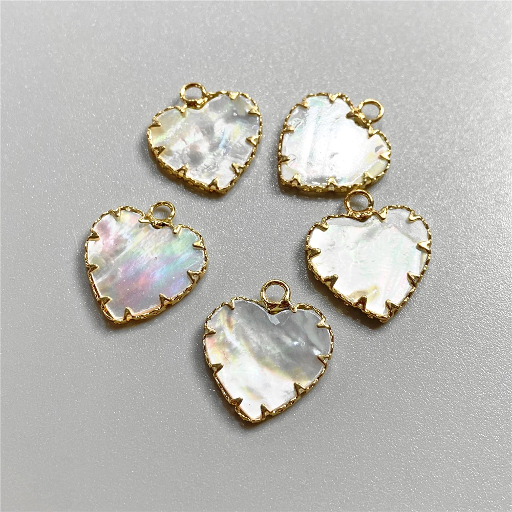 Shiny Mother of Pearl Pendant Natural Shell Drop Water Heart Round Charm Fashion Simple Accessories for Jewelry Making Necklace
