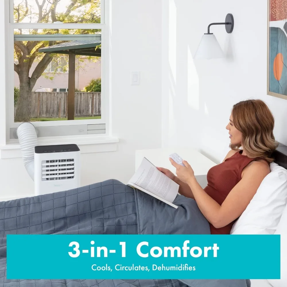 Portable Air Conditioner-Compact Home A/C Cooling Unit with Built-in Dehumidifier & Fan Modes, 8,000 BTU with WiFi + Drain Hose