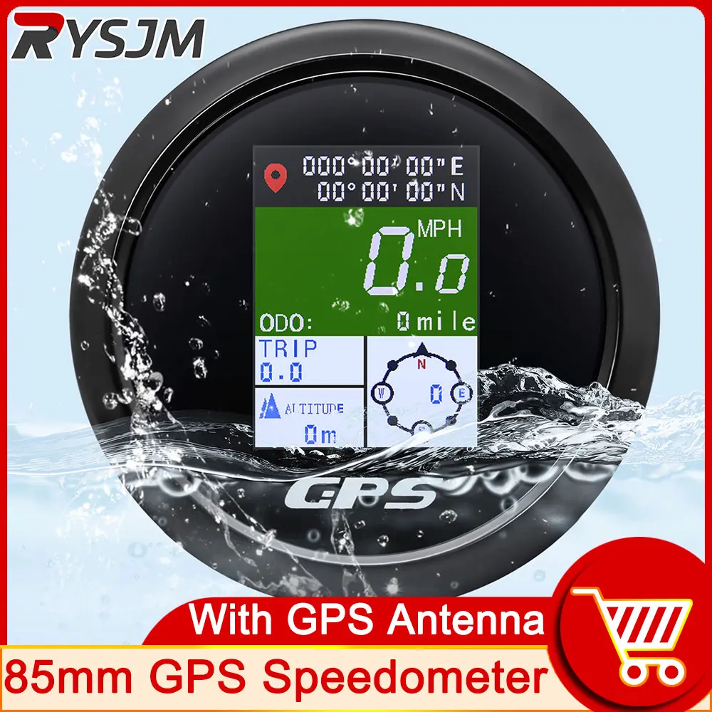 

HD водонепроницаемый датчик скорости 85 мм GPS датчик скорости MPH Knots км/ч Регулируемый Датчик скорости с антенной поездки для лодки автомобиля мотоцикла одометр