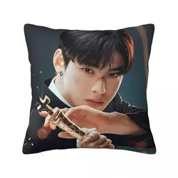 Cha Eun Woo Pillowcase Double-sided Printing Polyester Cushion Cover Decorative Kpop Throw Pillow Case Cover Zipper 45X45cm