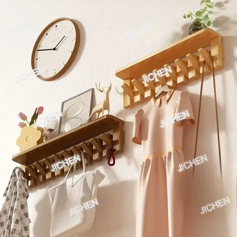 

HZQ Solid Wood Modern Nordic Creative Wall Clothes Hanger Luxury Living Room Bedroom Clothes Racks Household Storage Home Furnit