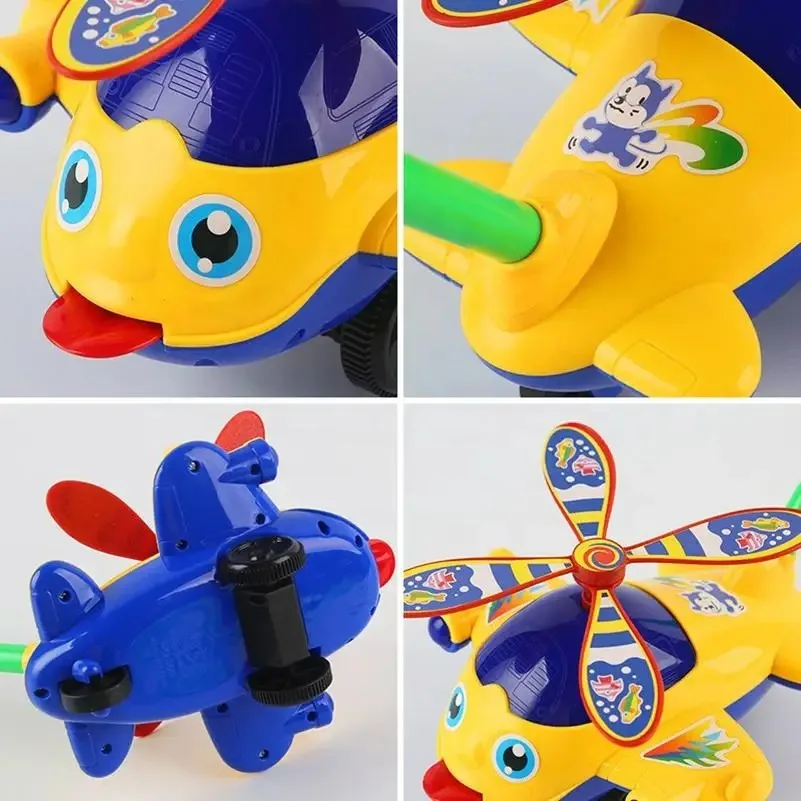 Cartoon Airplane Toy Trolley Educational Toy for Kids Toddler Children Children's Learning Walking Hand Push Aircraft Toy Push
