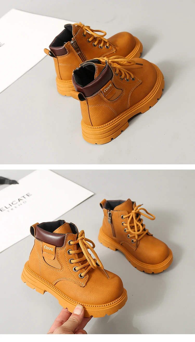 Kinder-Lederstiefel mit Weicher Sohle Vielseitige Kinder-Freizeitstiefel mit Seitenreißverschluss 2026 Herbst Neue Kinder-Knöchelstiefel Rutschfest – Detail 6