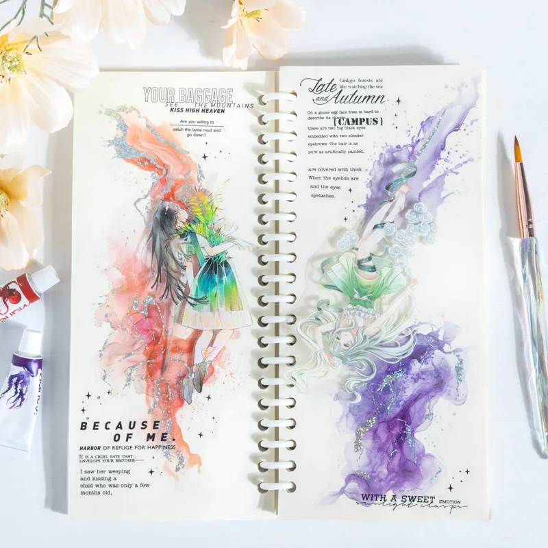 Journal GO 10 stks Glijdende en Schitterende Stickers voor Collage Junk Journal Gift Card Decor Planner Dagboek diy Decals