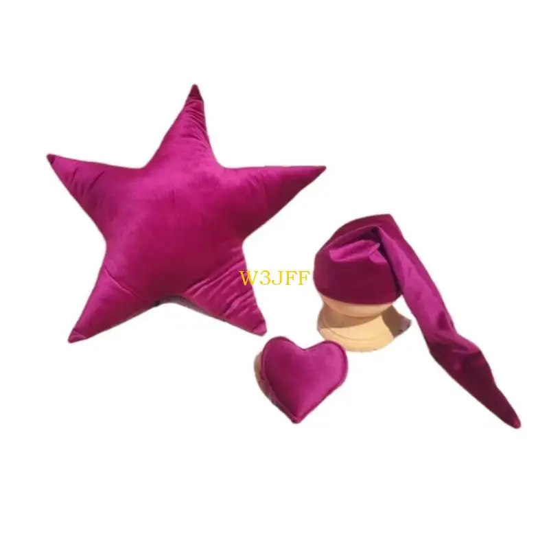 W3JF رائعتين وسادة تصوير للأطفال حديثي الولادة على شكل نجمة مع مجموعة على شكل قلب #4