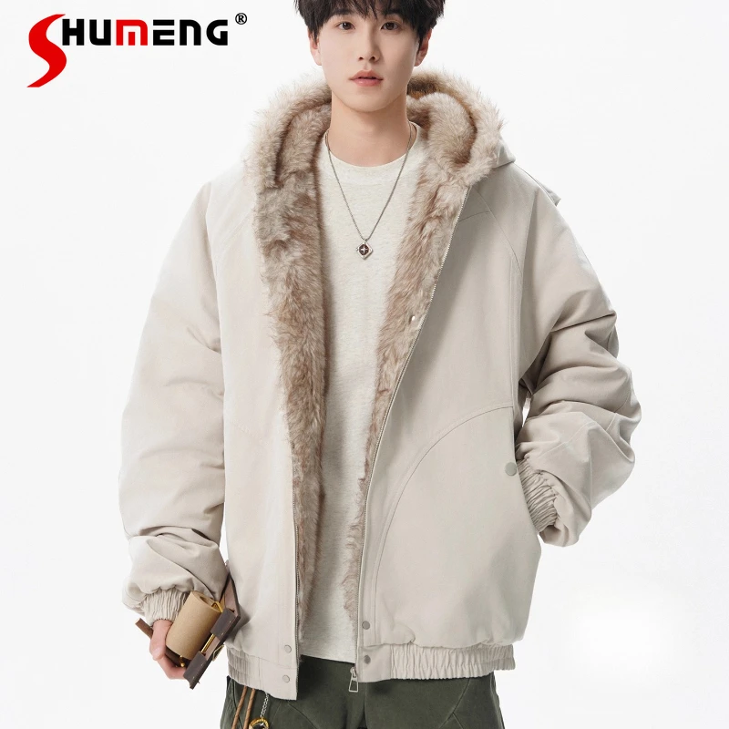 

Куртки с большим шапкой в американском стиле, парки с длинными рукавами и воротником из искусственного меха, мужские осенние модные теплые трехмерные куртки с капюшоном 2023 г.