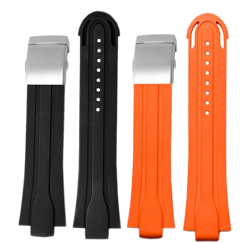 24*12mm Lug End Silicone Rubber Watchband For Oris AQUIS Watch Strap Tape Waterproof Wrist Bracelet with Folding Clasp