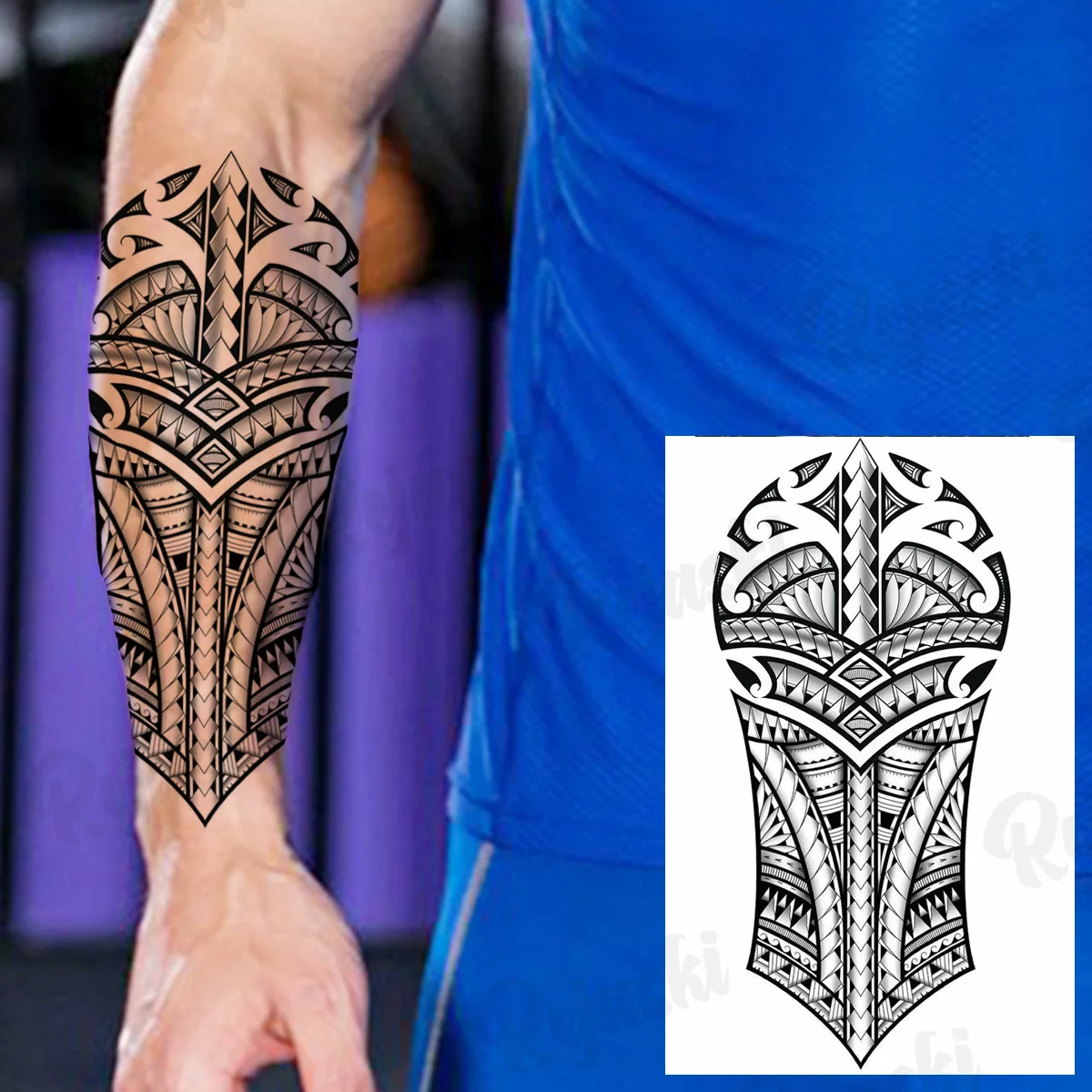 Black Maori Totem Temporary Tattoos For Men Adults Realistic Thorns War Scary Lion Fake Tattoo Stickers Sexy Arm Waist Tatoos 3D