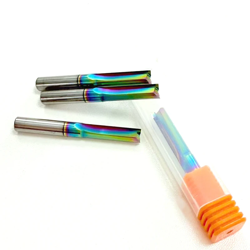 

50 шт., бита с прямым пазом 3,175/4/6/8 мм, две канавки с цветным покрытием - фреза по дереву с ЧПУ для деревообработки