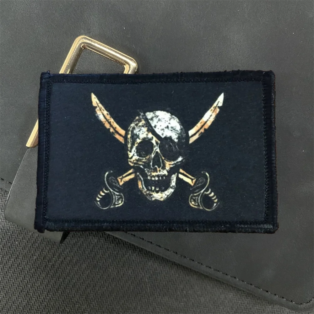 

Tactical Skull Morale Badge Patches Double-edged Skeleton Army Military Patch Printing Hook and Loop Backpack Hat Stickers
