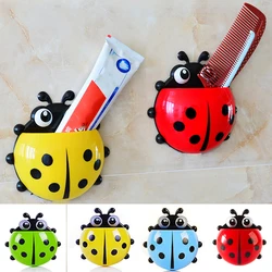 Ladybug Animal Insect Toothbrush Holder Bathroom Cartoon Toothbrush Toothpaste Wall Suction Holder Rack Container Organizer