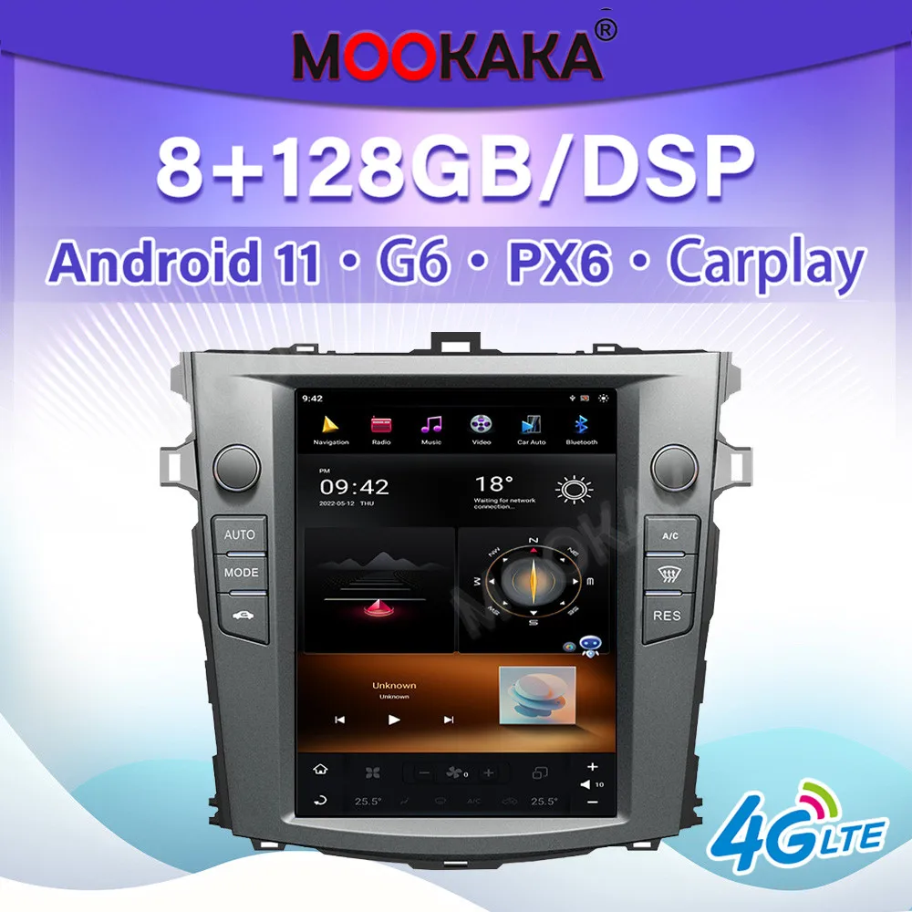 

4GLET For Toyota Corolla 2007-2012 PX6/G6 Android 11 Car Stereo Radio Multimedia Player GPS Navigation Auto Audio Head Unit DSP