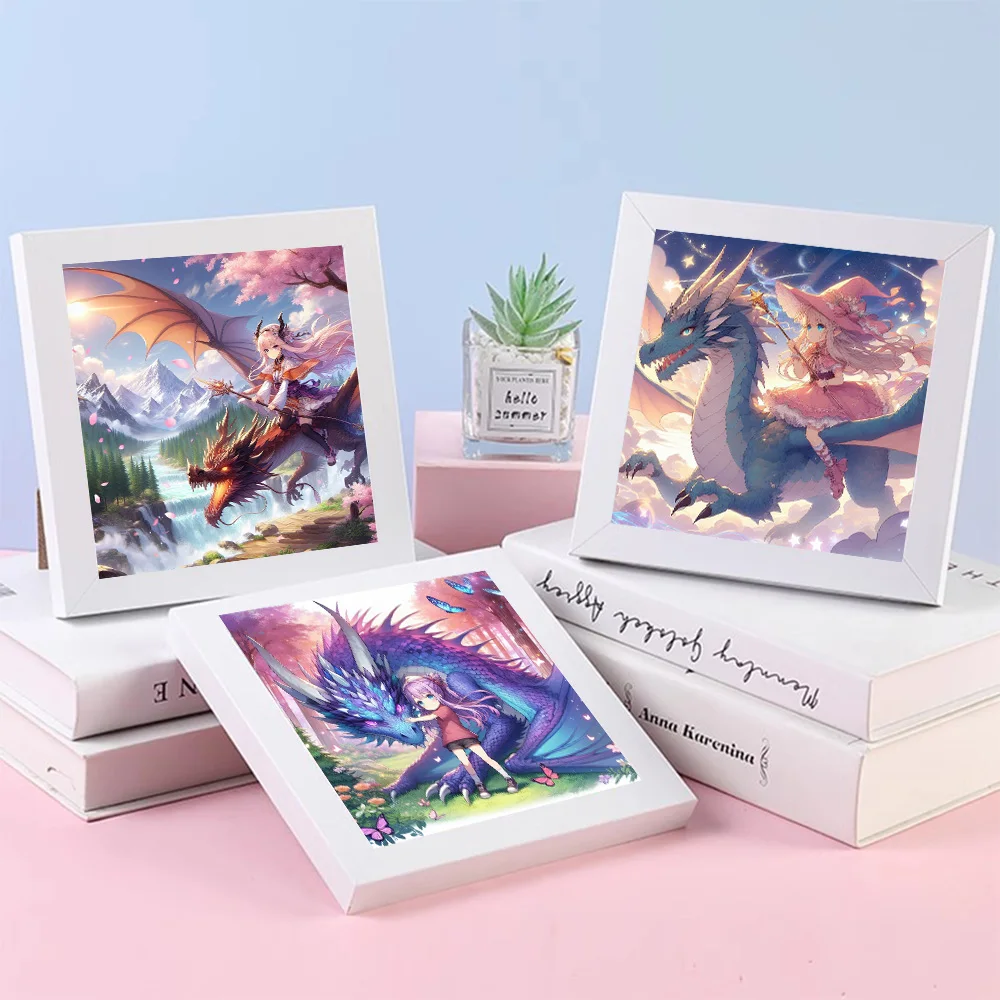 Cartoon Anime Cute Girl Riding Dragon 5D Diamond Painting Cool Queen Princess Full Drills Mosaic Kits Embroidery Cross Stitch