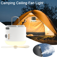Hiking Traveling Survival Outdoor Portable Camp Lanterns LED Tent Lamp Camping Ceiling Fan Light With Fan 4 Lighting Modes Spray