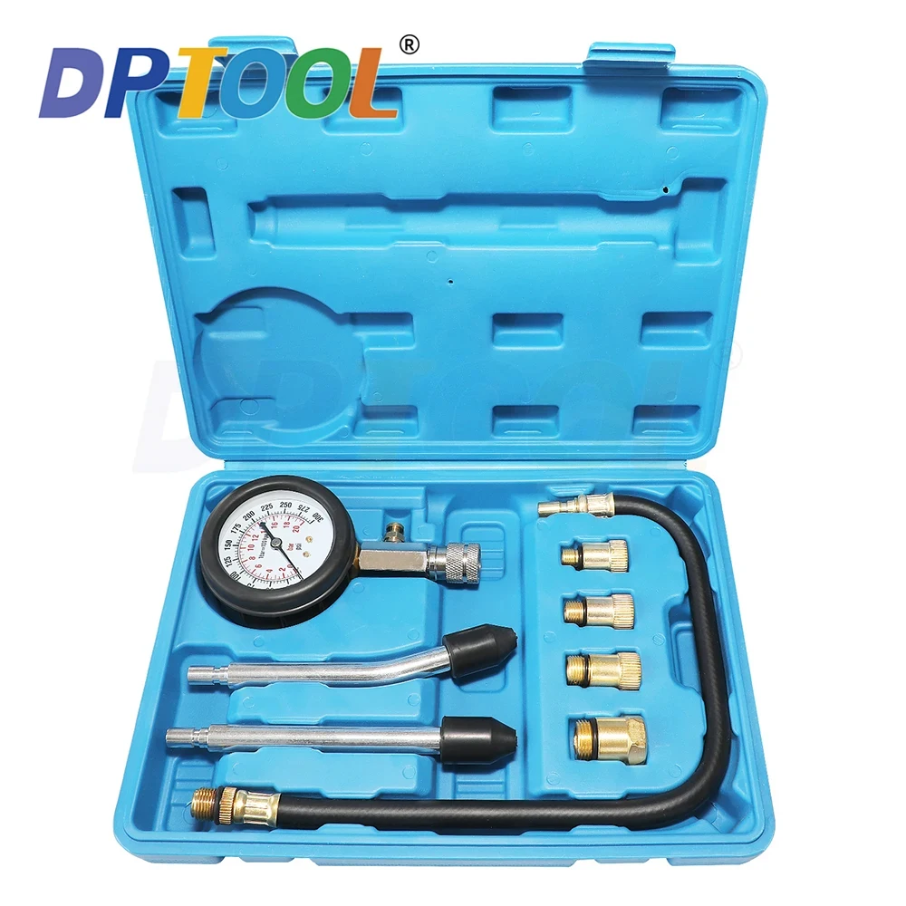 high quality 9 PCS Petrol Gas Engine Cylinder Compressor Gauge Meter Test Pressure Compression Tester