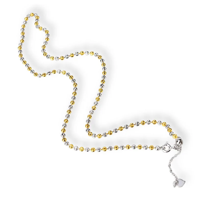 S925 Sterling Silver Necklace for Women Plated Colored Gold Super Flash Laser Cutting Pumpkin Bead Bead-chain Bracelet Wholesale