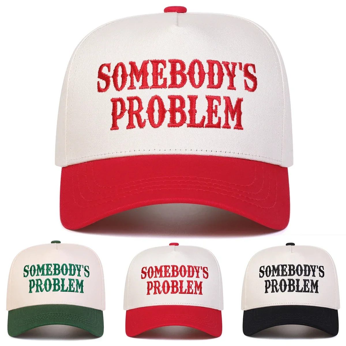 Unisex SOMEBODY'S PROBLEM Letter Embroidery Baseball Caps Spring Autumn Outdoor Adjustable Casual Hats Sunscreen Hat Sports Cap