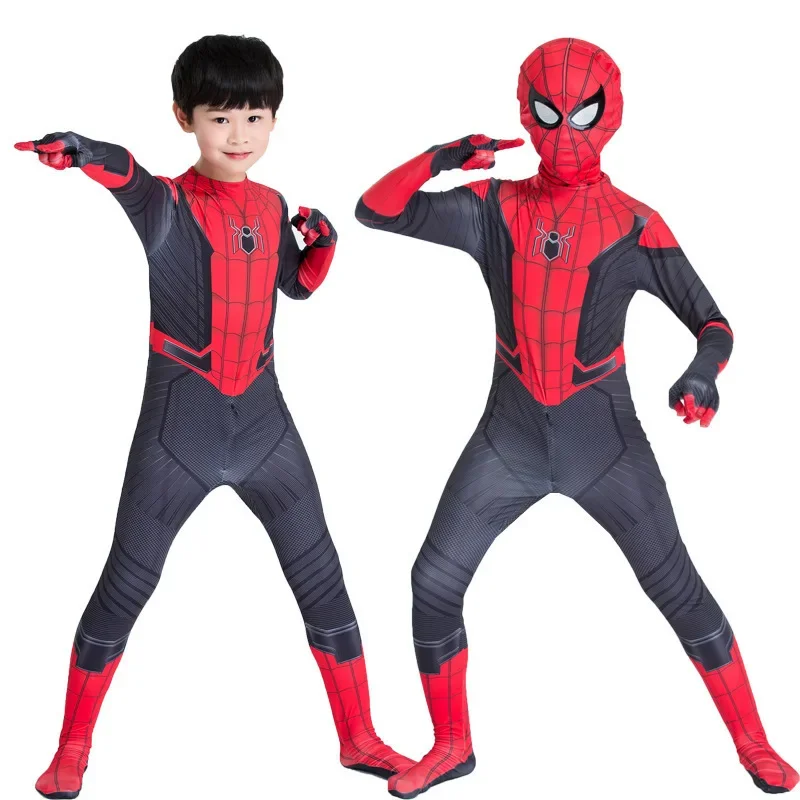 Miles Morales Far From Home Cosplay Costume Zentai Spiderman Costume Superhero Bodysuit Spandex Jumpsuit Suit For Child Kids Boy