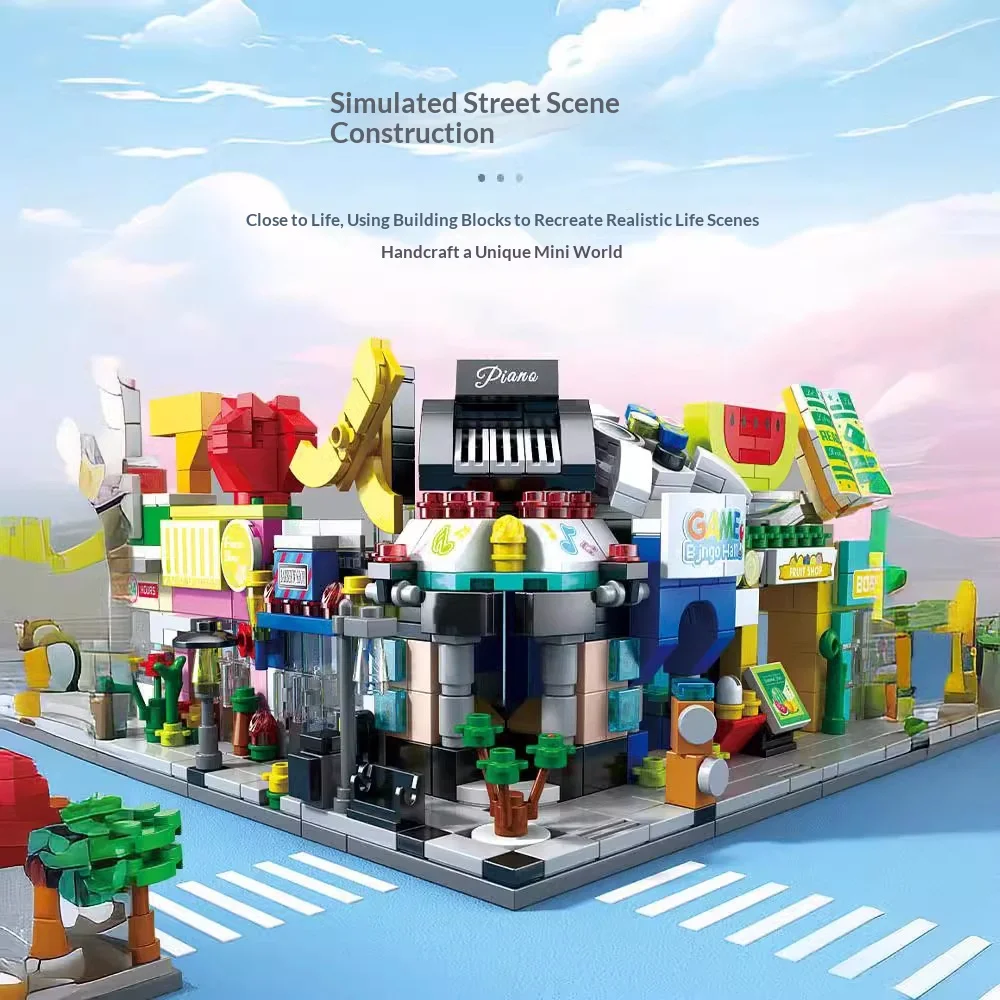 European Street View Building Blocks Set, Medieval Architecture House Model, DIY Assembly Bricks, Toy Desktop Ornament Gift