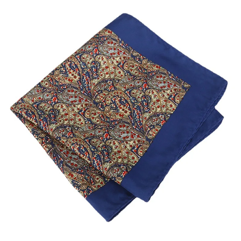 Fashion Large 32cm Silky Handkerchief Men Paisley Dots Floral Pocket Square Casual Soft Luxury White Hanky Wedding Suit Hankies