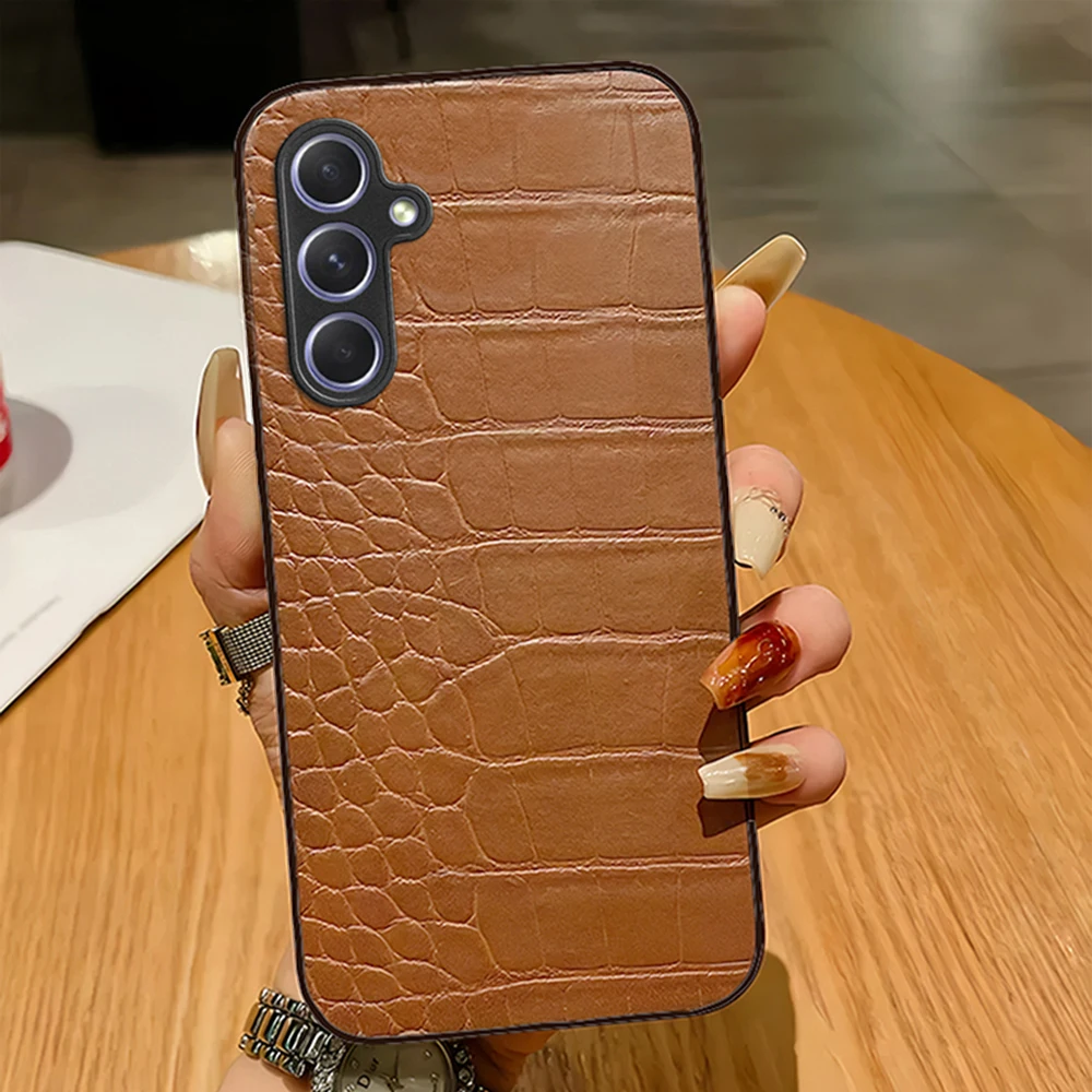 2024REDVAG for Samsung Galaxy A55 A35 5g Case Luxury Leather Shockproof Phone Lens Protection A55 A35 Alligator Skin Cover Cases