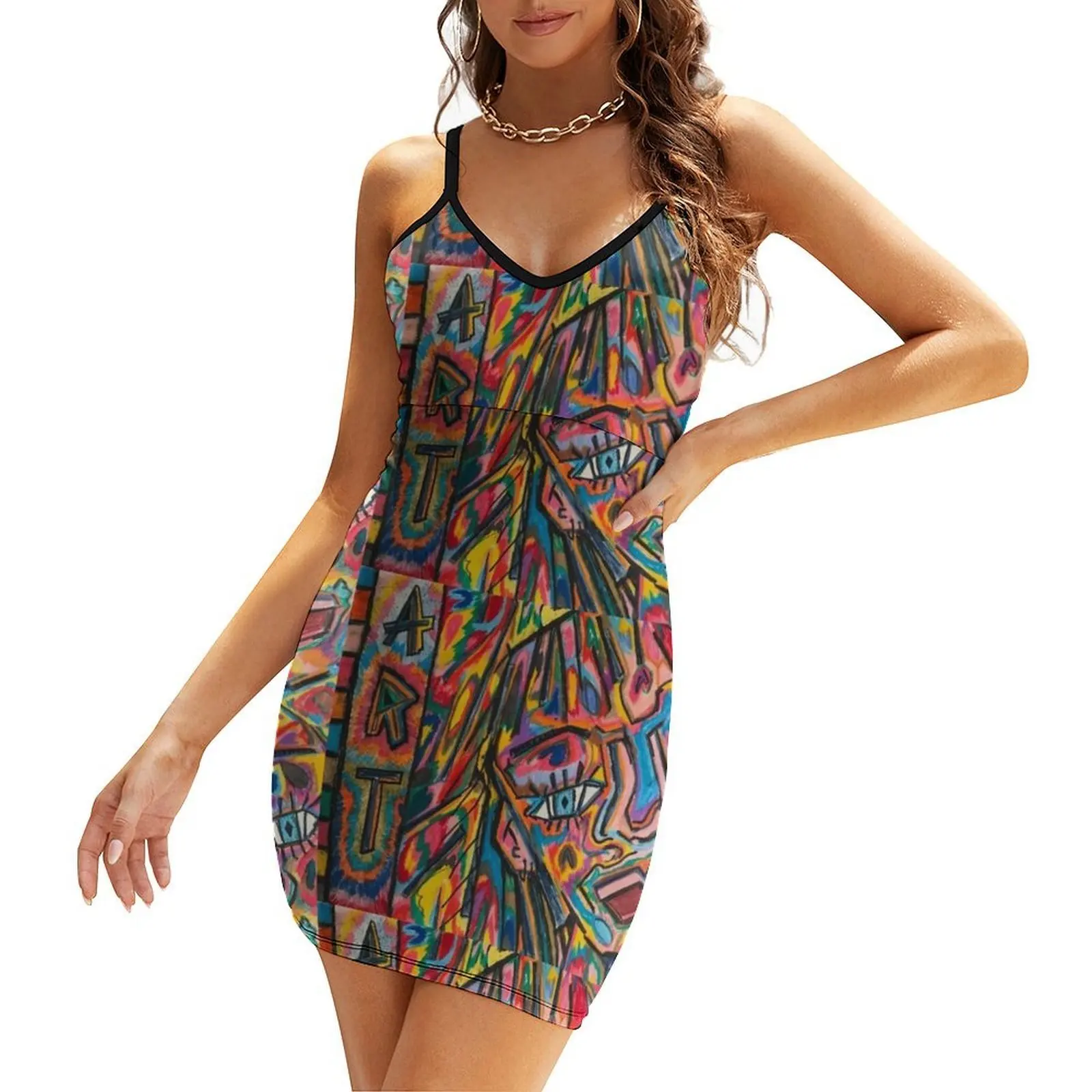 

Artfully color of the world Sling Dress clothes for women Summer women's clothing summer women's suit