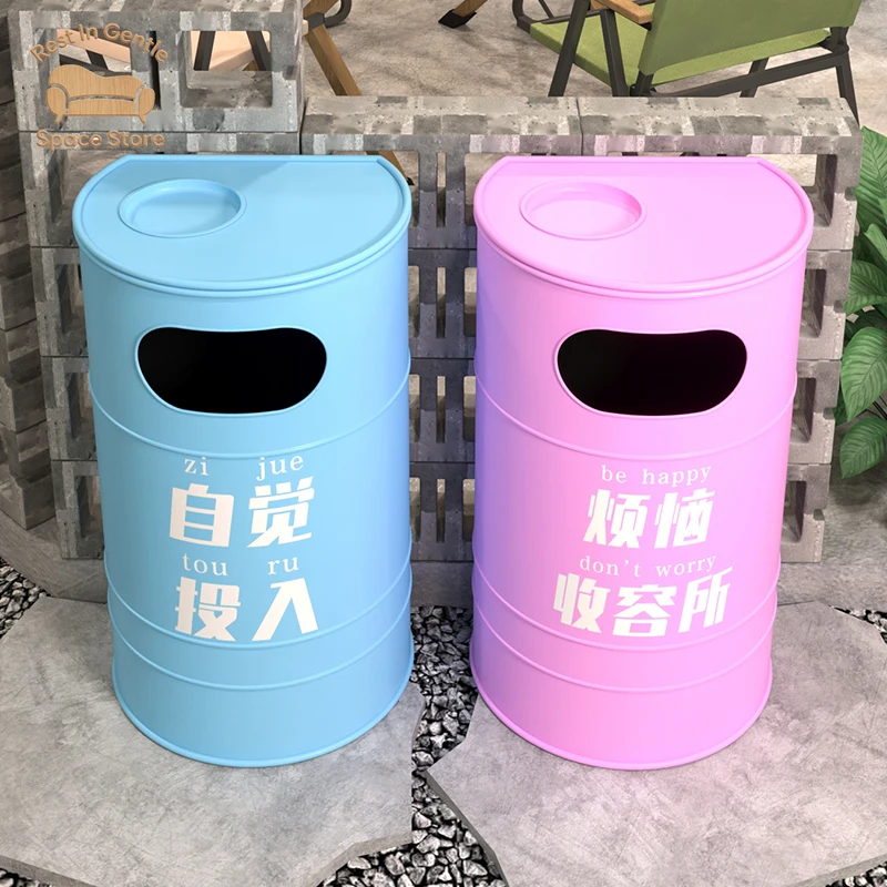 Outdoor campground industrial wind oil can trash can Internet celebrity creative personality gym retro large smoke