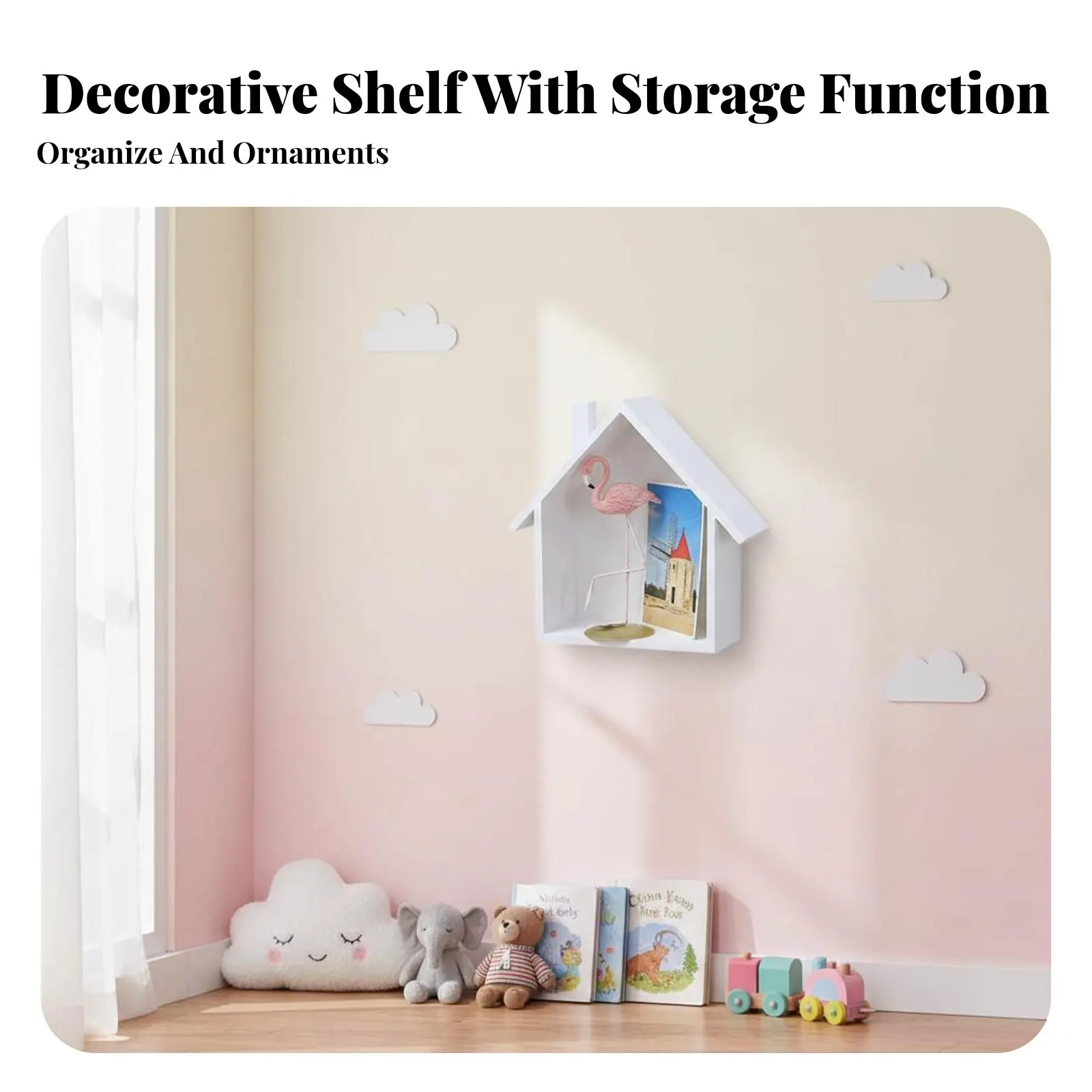 prateleira-em-forma-de-casa-com-design-fofo-cubiculo-decorativo-divertido-para-pais-decoradores-jardim-de-infancia-bercario-sala-de-estar