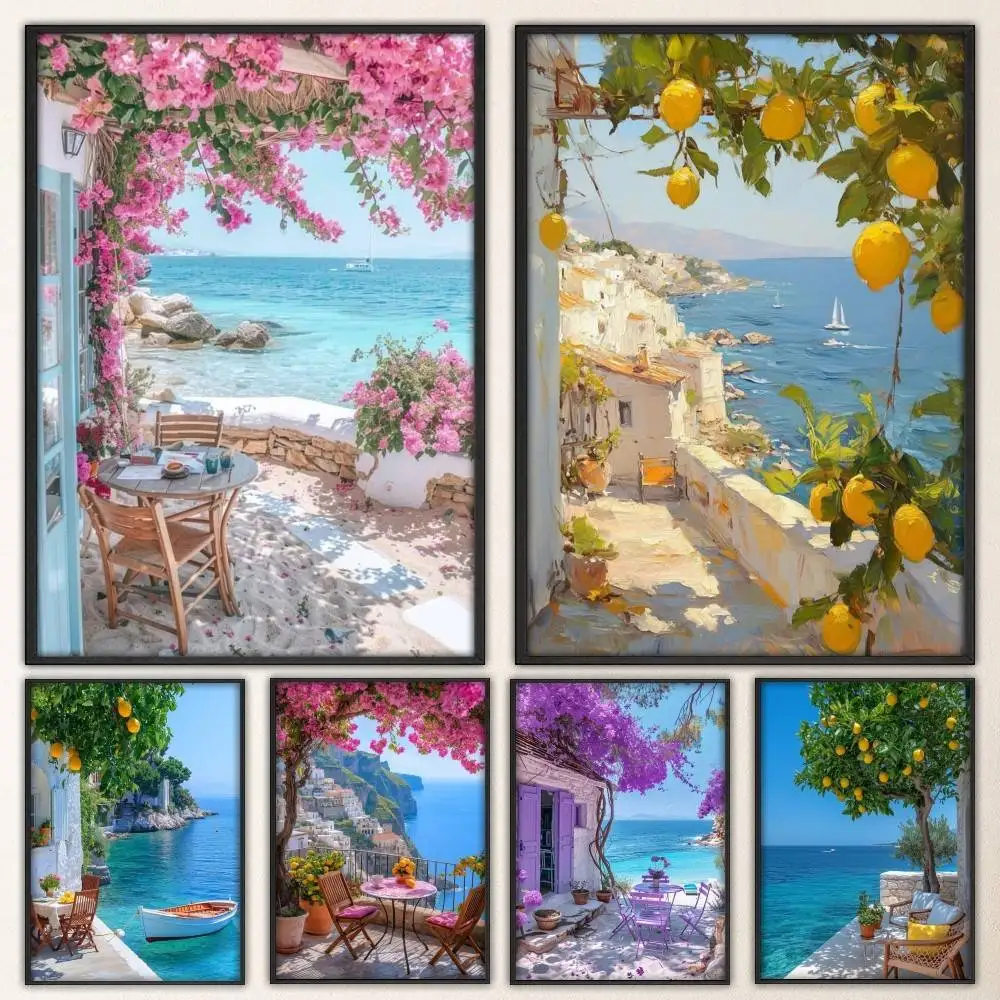 Landscape Lemon Abstract Art Poster Fancy Wall Sticker for Living room bar retro decorative painting room