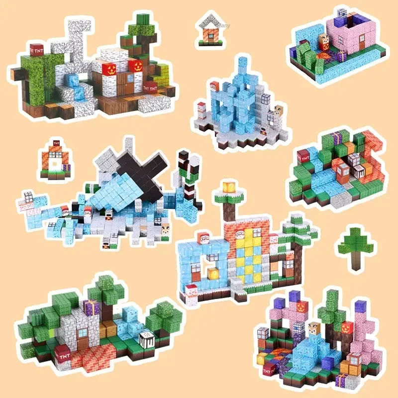 10-300PCS Magnetische Bausteine DIY Spielzeug Bauen Mine Magnet Welt Bau Set STEM Sensorischen Pädagogisches Weihnachten Geschenk spielzeug