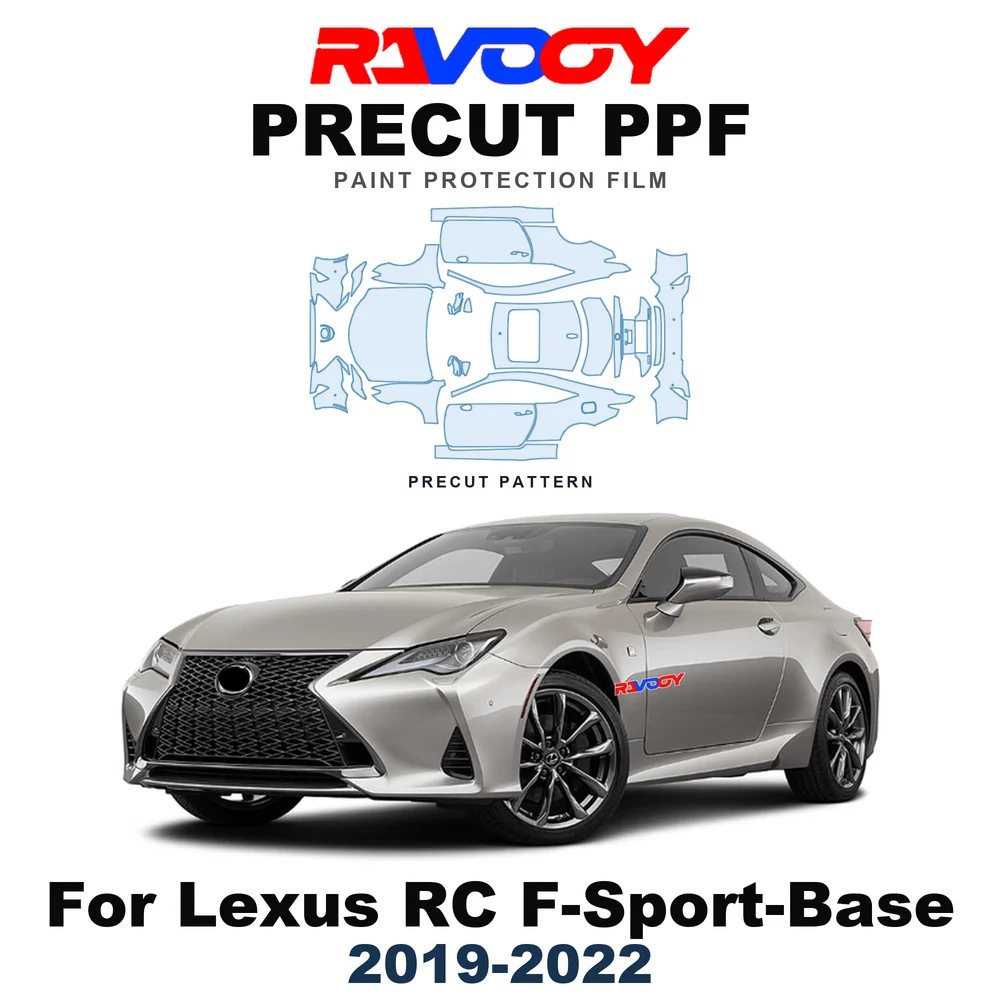 Precut PPF For Lexus RC F-Sport-Base 2019-2022 8.5mil TPU Paint Protection Film Hood Bonnet Bumper Headlight Self-Healing Roof