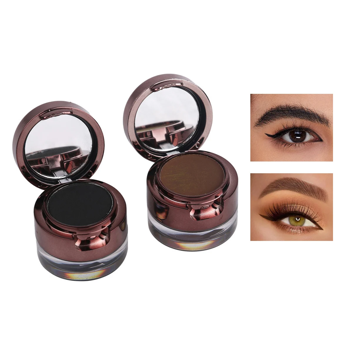 Eye Makeup 5 Piece Set 2 in 1 Black & Brown Eyeliner + Eyebrow Powder Waterproof & Long Lasting (with Dual Brush)