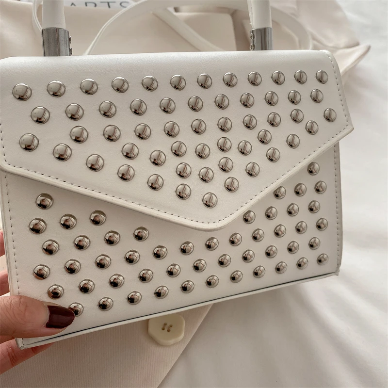 Designer Nieten Umhängetasche mit kurzem Griff Handtasche Mode Mini kleine Handytasche Geldbörse solide Pu-Leder Damen Umhängetaschen – Detail 29