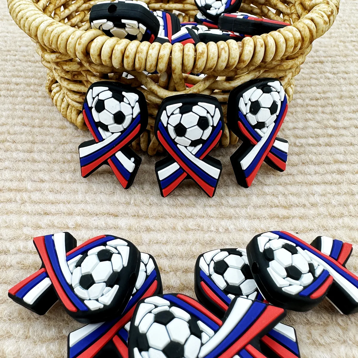 10PC Baby Silicone Bead Champion Football Beads Teethe Baby Toy DIY String Pen Bead Nipple Chain Jewelry Accessories Kawai Gifts