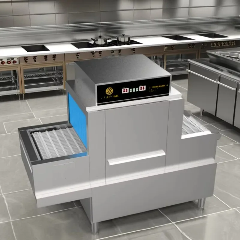 Fully Automatic Commercial Dishwasher, 60 Racks/Hr, for Hotels, Schools, Restaurants, Kitchen Appliance Use