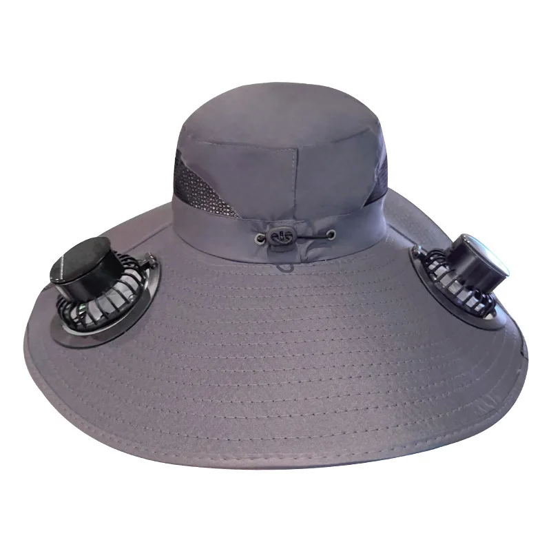 Solar shade sun protection cap summer mountaineering fishing cap UV protection charging fan cap bucket hat