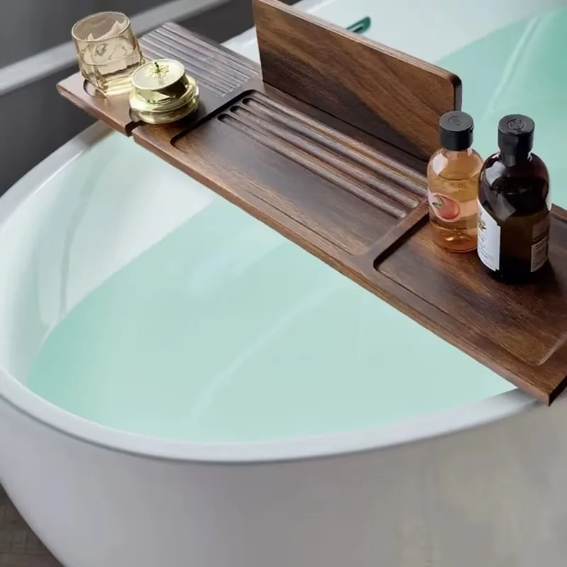 Walnut Wooden Bathtub Shelf Bathtub Rack Bathtub Rack Household Toilet Bath Tray Rack