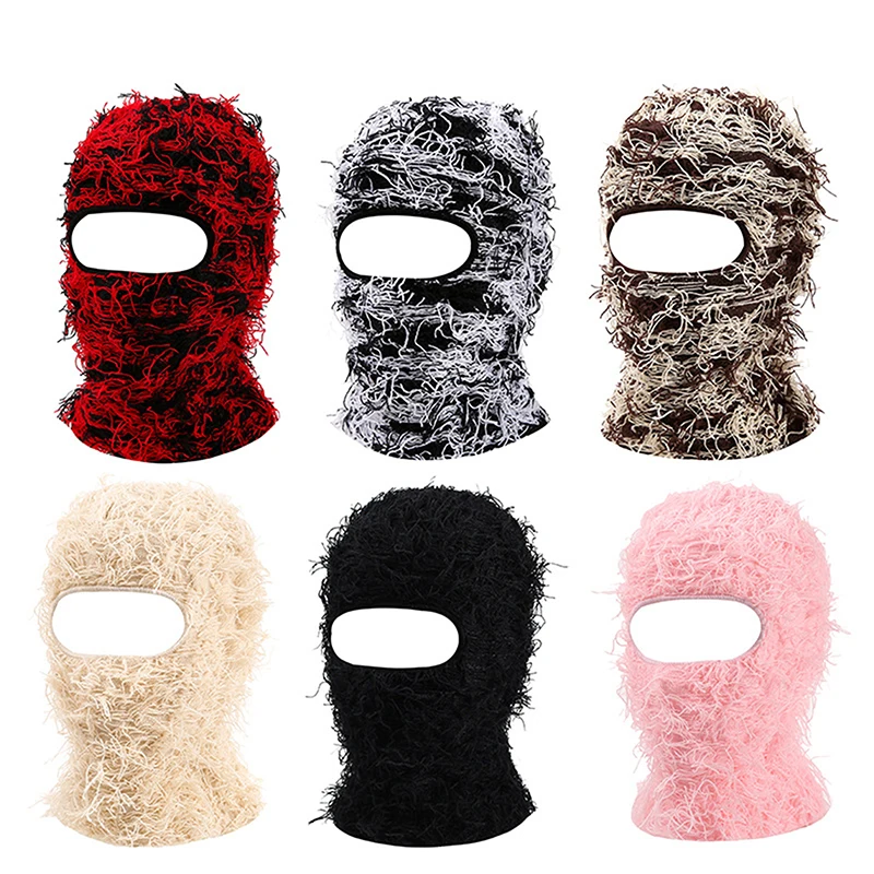 Balaclava Distressed Ski Mask Knitted Beanies Cap Winter Warm Full Face Shiesty Mask Ski Hats For Men Women Camouflage Balaclava