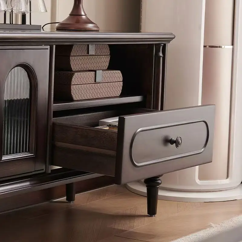 الفرنسية بسيطة الرجعية الصلبة التلفزيون تقف الخشب الراقية يشعر الأسود التلفزيون تقف لطيفة الصينية غرفة المعيشة أثاث المنزل Ein Fernseher #2