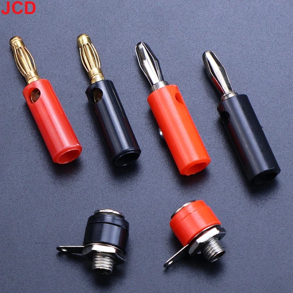 JCD 10pcs 4mm Banana Plug Male and Female 4mm Banana Jack Panel Mount Banana Socket Terminal Connector Adapter Red Black