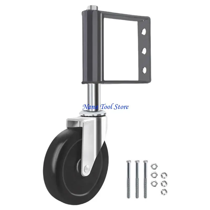 31GJ Heavy Duty Rubber Spring Loaded Gate Door Wheel Caster Garden Gate Wheel with 360 Swivels Gate Support Helper Enduring