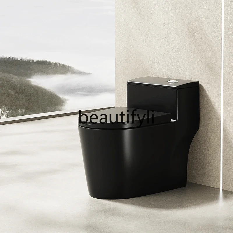 

Black toilet household large pipe super swirl siphon pumping large seat toilet6239