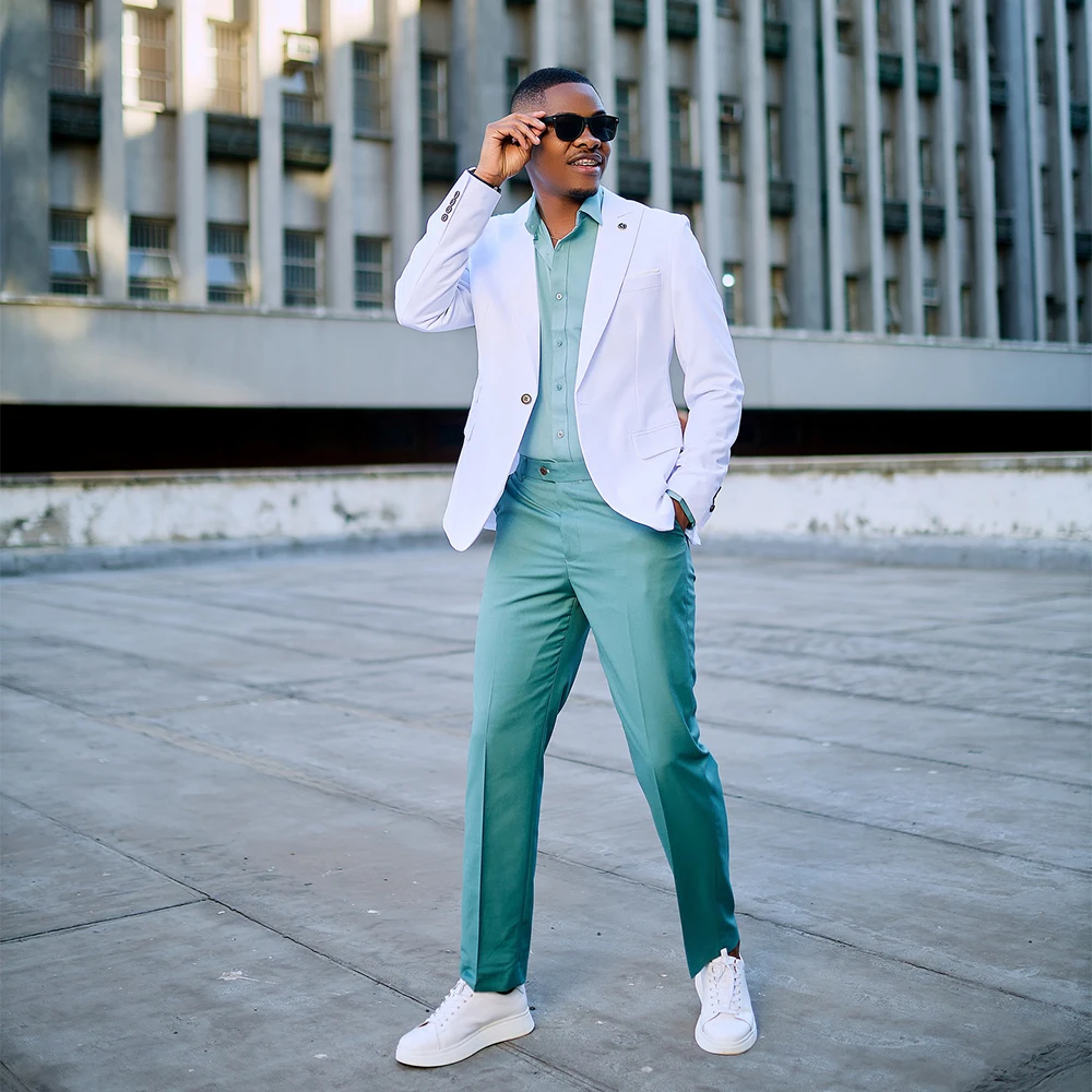 

Fashion Men's Suits Peaked Lapel One Button Wedding Guest Evening Dress Suit Prom Blazer Customized пиджак мужской