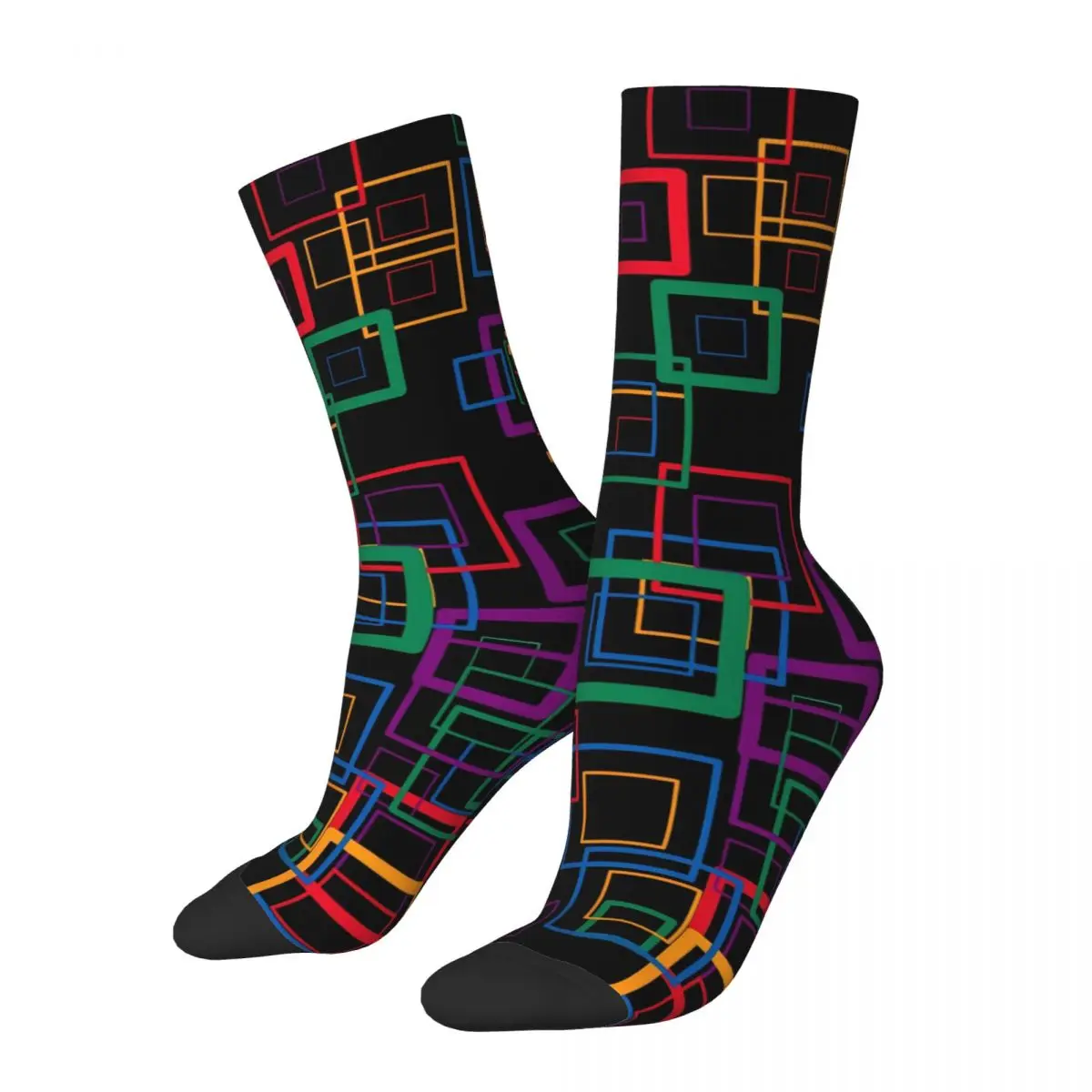 Retro Square Stockings Women Colorful Print Socks Soft Breathable Kawaii Socks Winter Climbing Non Slip Design Socks Gift